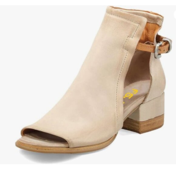 FSJ Apricot Peep Open Toe Cut Out Buckle Ankle Boot Block Low Heel Sandal - Picture 1 of 8